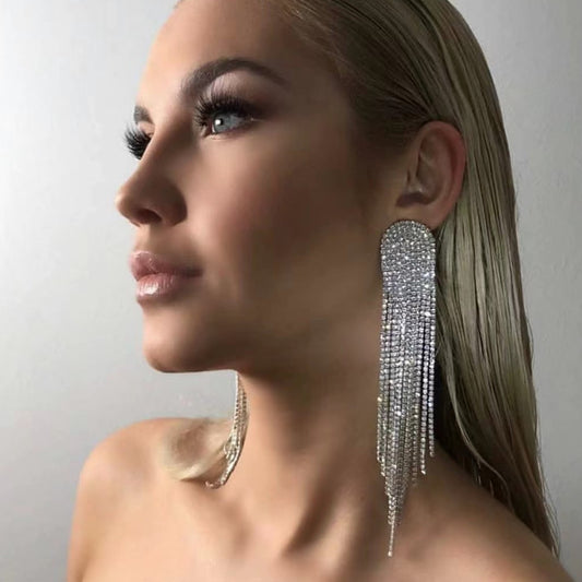 Super Sparkling Diamond Long Earrings