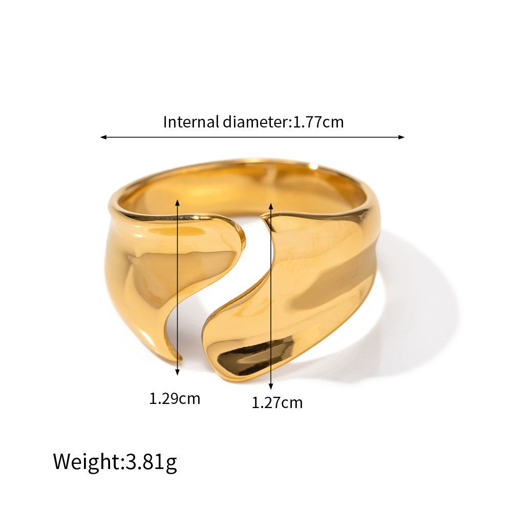 18K Gold Fashionable Novel Curved Opening Design Versatile Ring