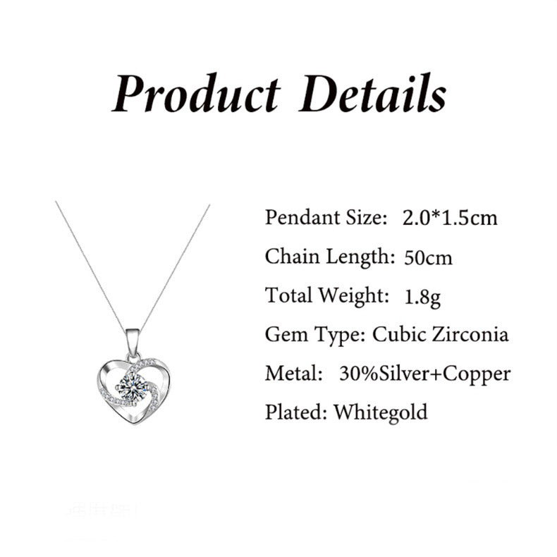 Eternal Heart Hollow Heart Shape Diamond Design Gift Box Pendant Necklace for Dear Daughter-in-law