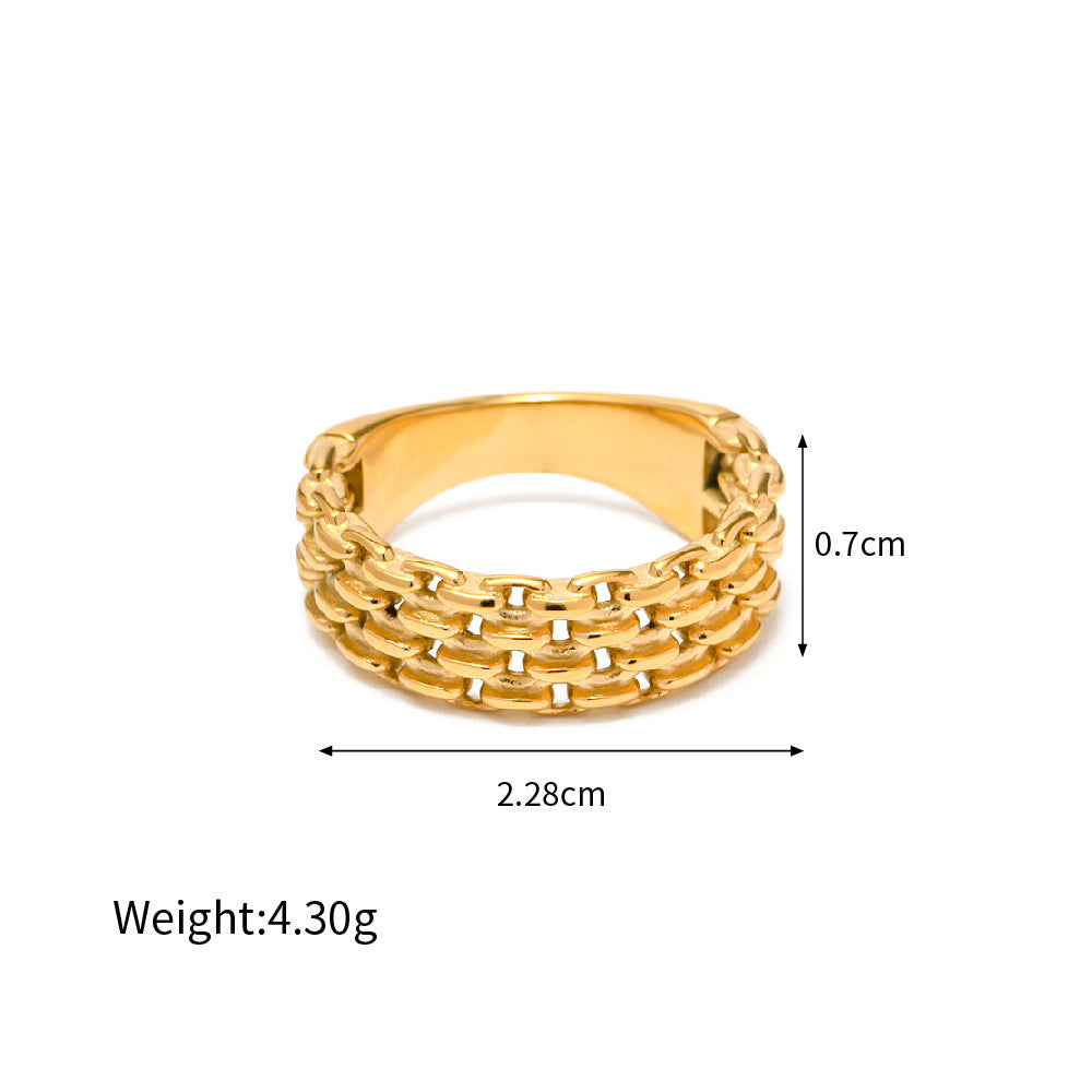 18k Gold Classic Fashion Hollow Braided Design Versatile Ring