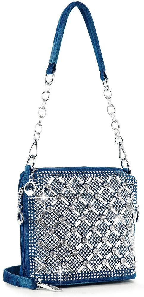 Spectacular Rhinestone Patterned Hobo Handbag