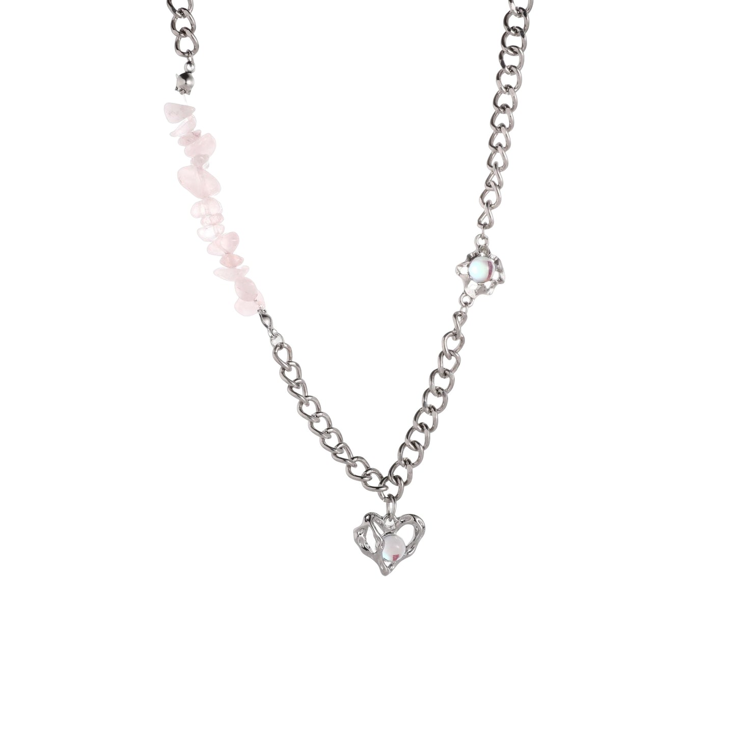 Exquisite trend stitching design with moonstone heart pendant necklace