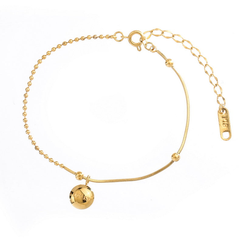 18K Gold Fashion Simple Bead Design Versatile Anklet