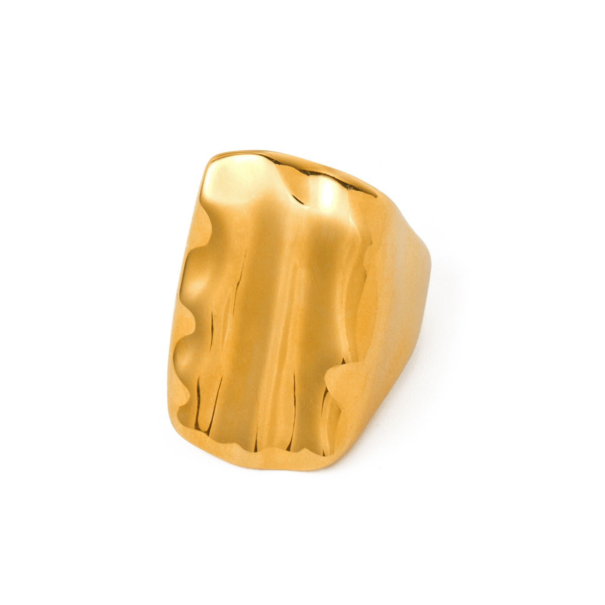 18k gold fashionable and personalized rectangular concave and convex texture design ring