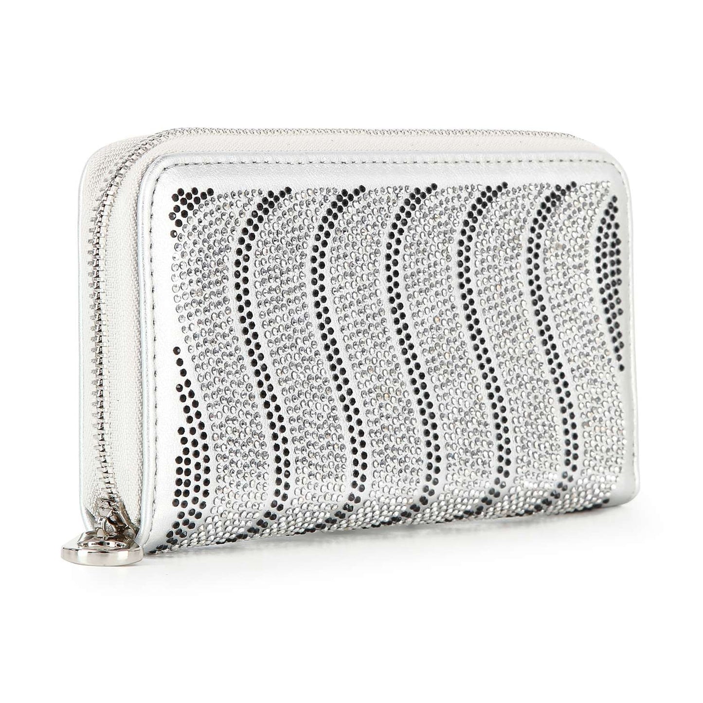 Rhinestone Wavy Bling Accordion Wallet