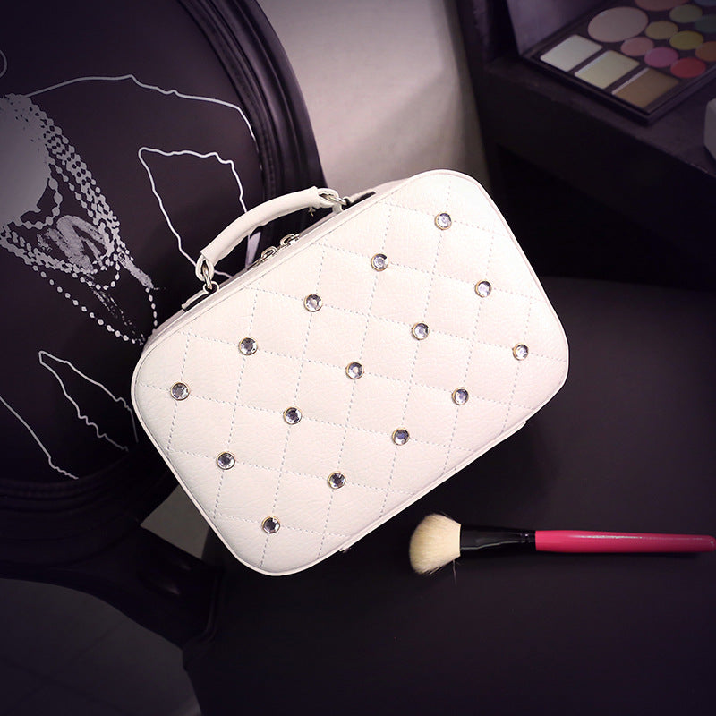 High-end Cosmetic Case With Diamond Cosmetic Bag PU Portable