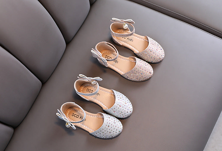 Children's Pearl Rhinestone Cute Leather Shoes