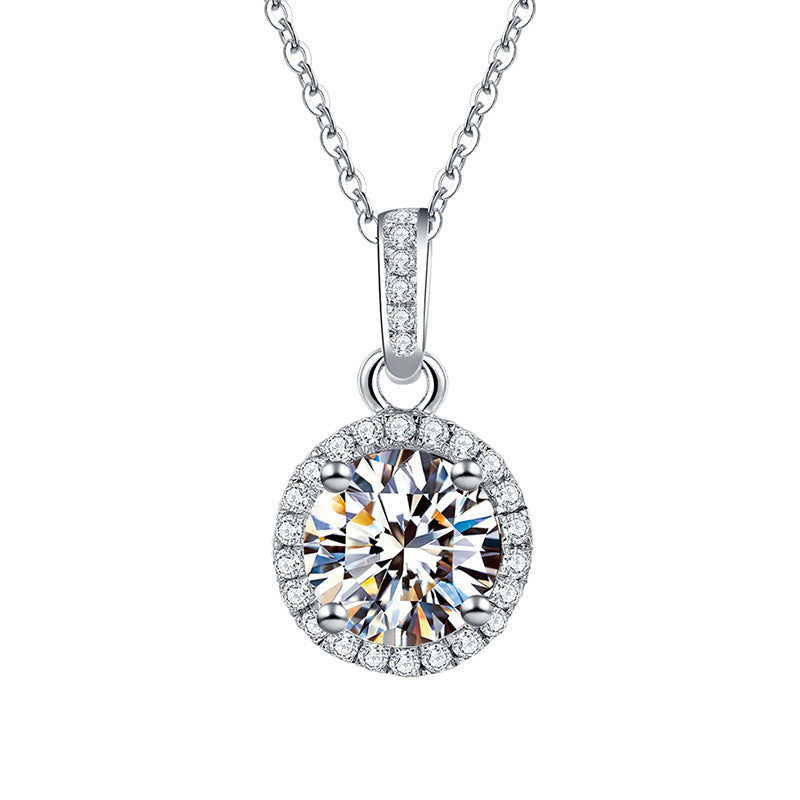 Exquisite light luxury diamond-encrusted full moon design gift box pendant necklace for a great mother