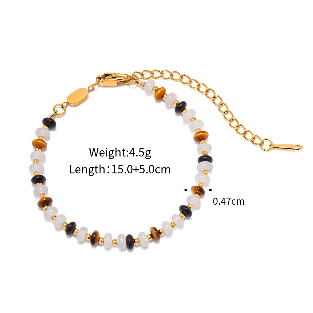 18K Gold Fashion Simple Matching Natural Stone Design Women's Bracelet Jewelry