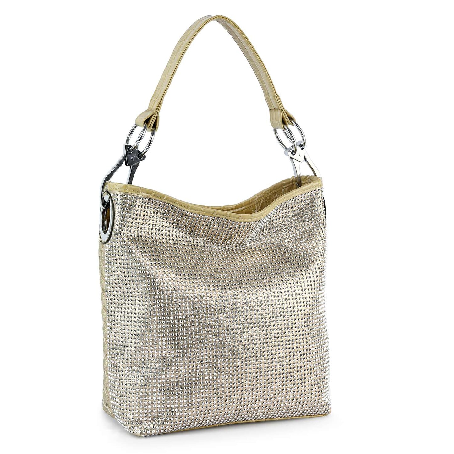 Rhinestone Covered Tall Hobo Handbag