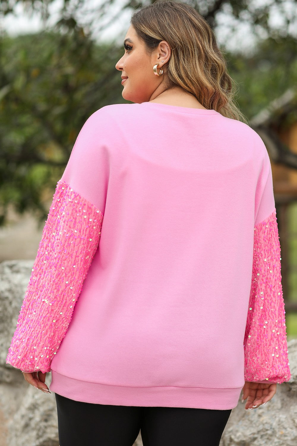 Plus Size MERRY CHRISTMAS Sequin Dropped Shoulder Sweatshirt