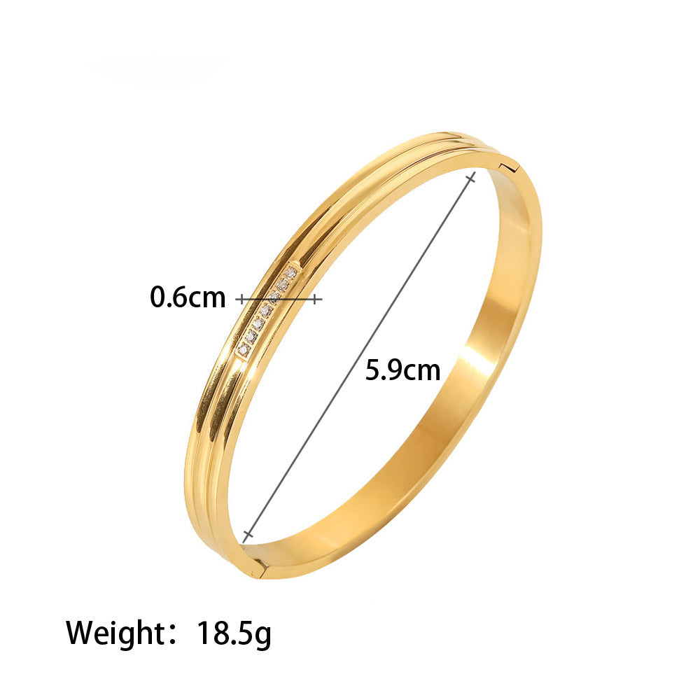 18K Gold Fashion Vintage Inlaid Zircon Design Versatile Bracelet