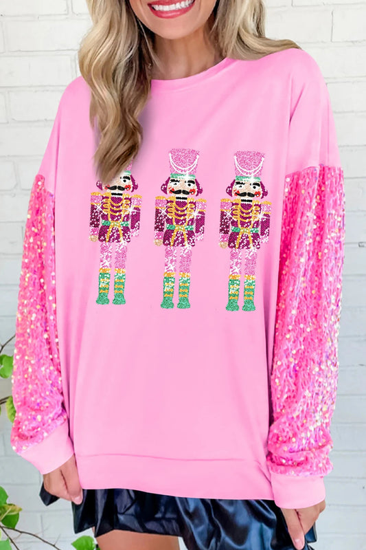 Sequin Nutcracker Round Neck Sweatshirt