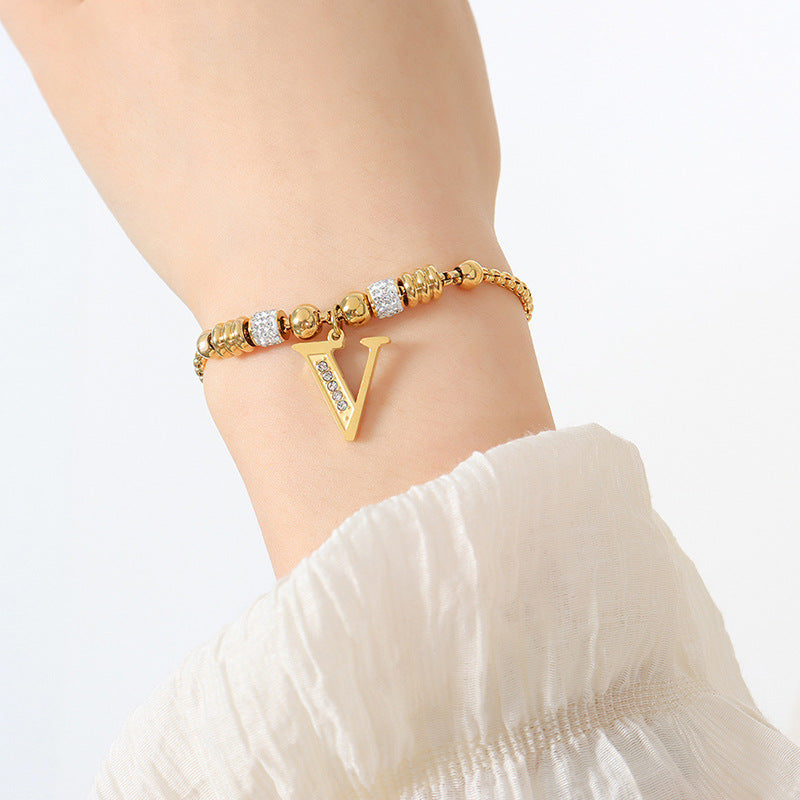 18K gold classic and fashionable 26 letter design versatile bracelet