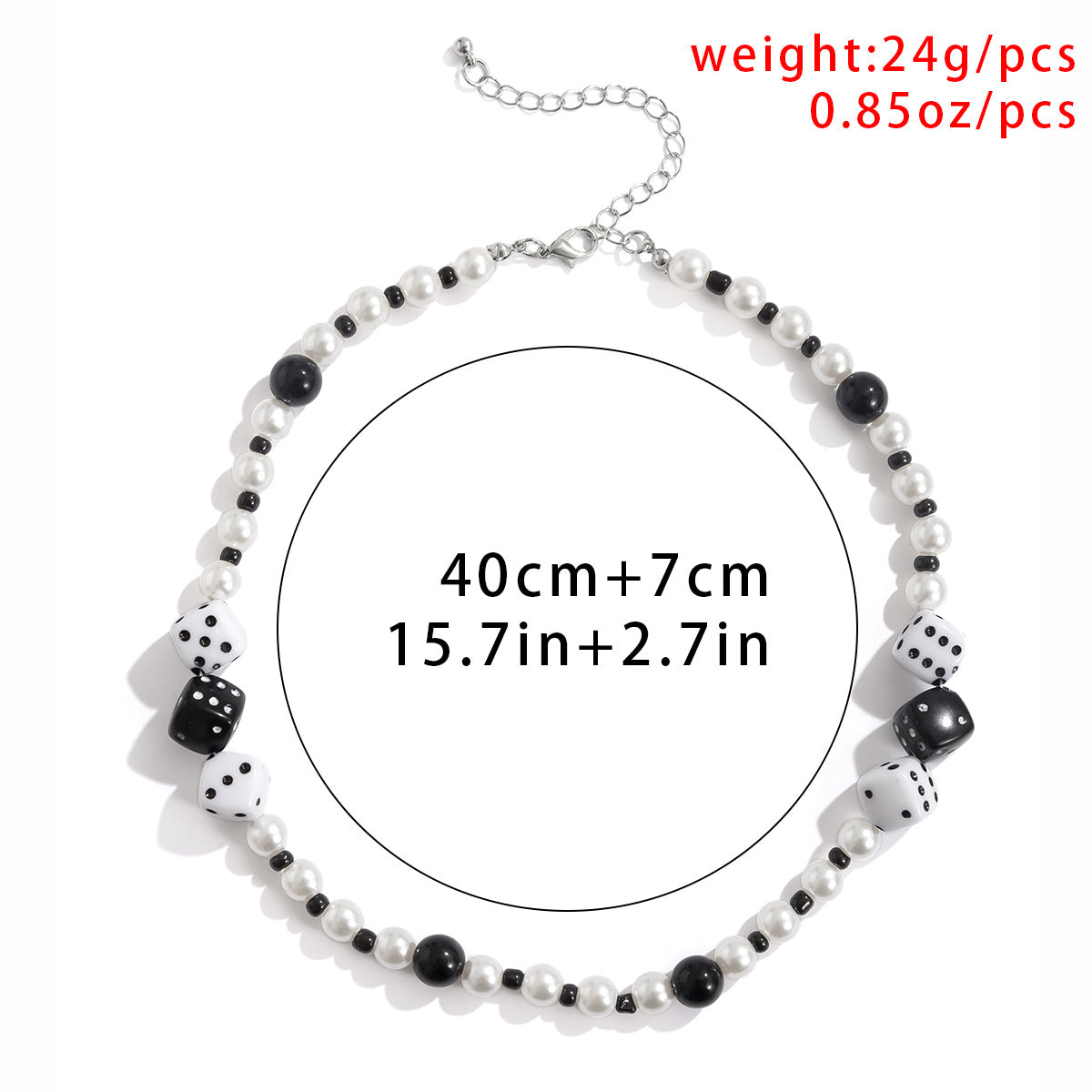 Classic Fashion Dice Mosaic Pearl Design Simple Necklace