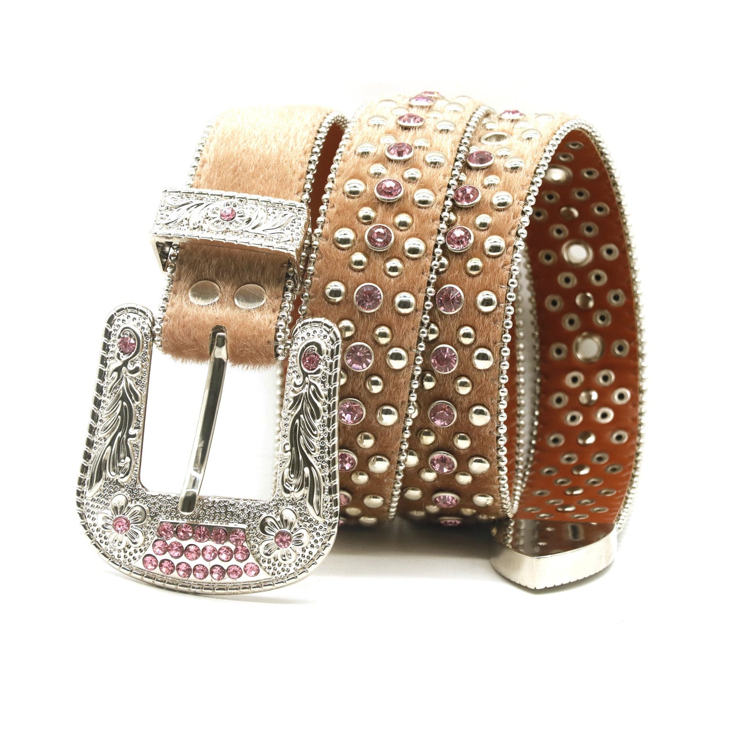 Fashion Belt Men's Rhinestone Flower Waist