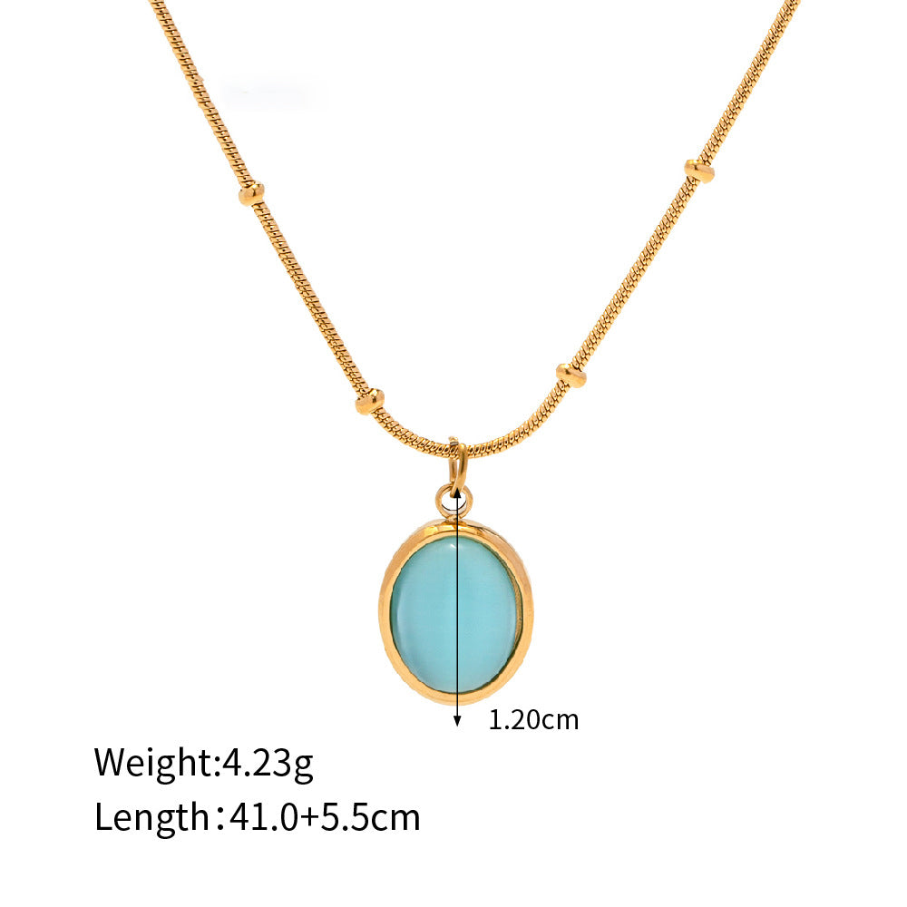 18K Gold Noble Atmosphere Inlaid Blue Zircon Versatile Necklace