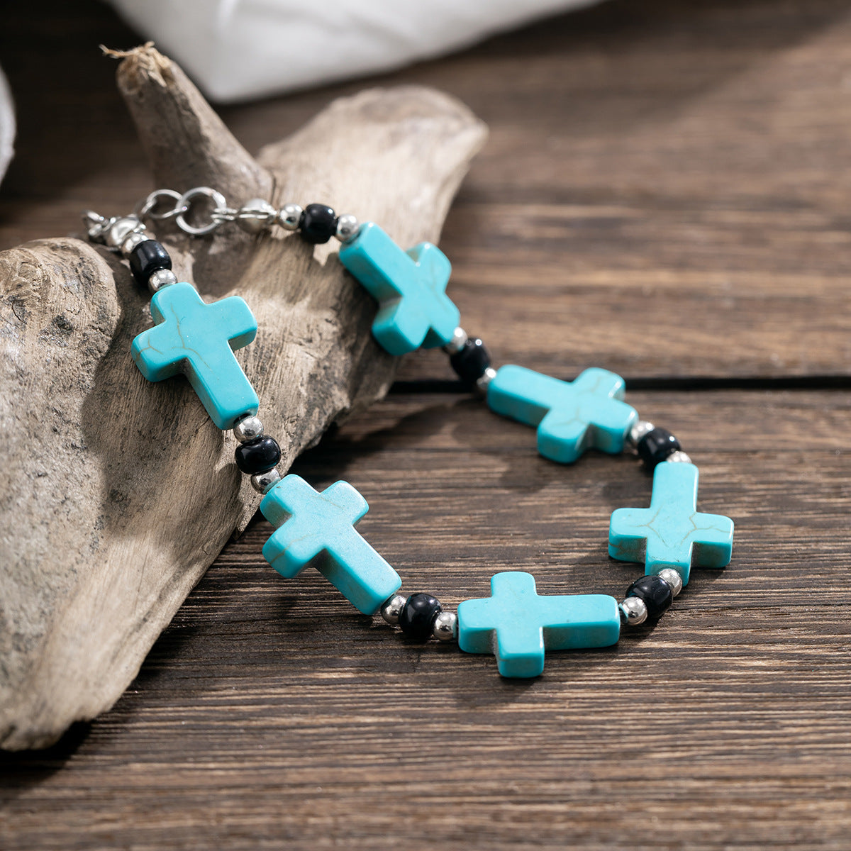 Trendy Fashion Turquoise Cross Design Versatile Bracelet