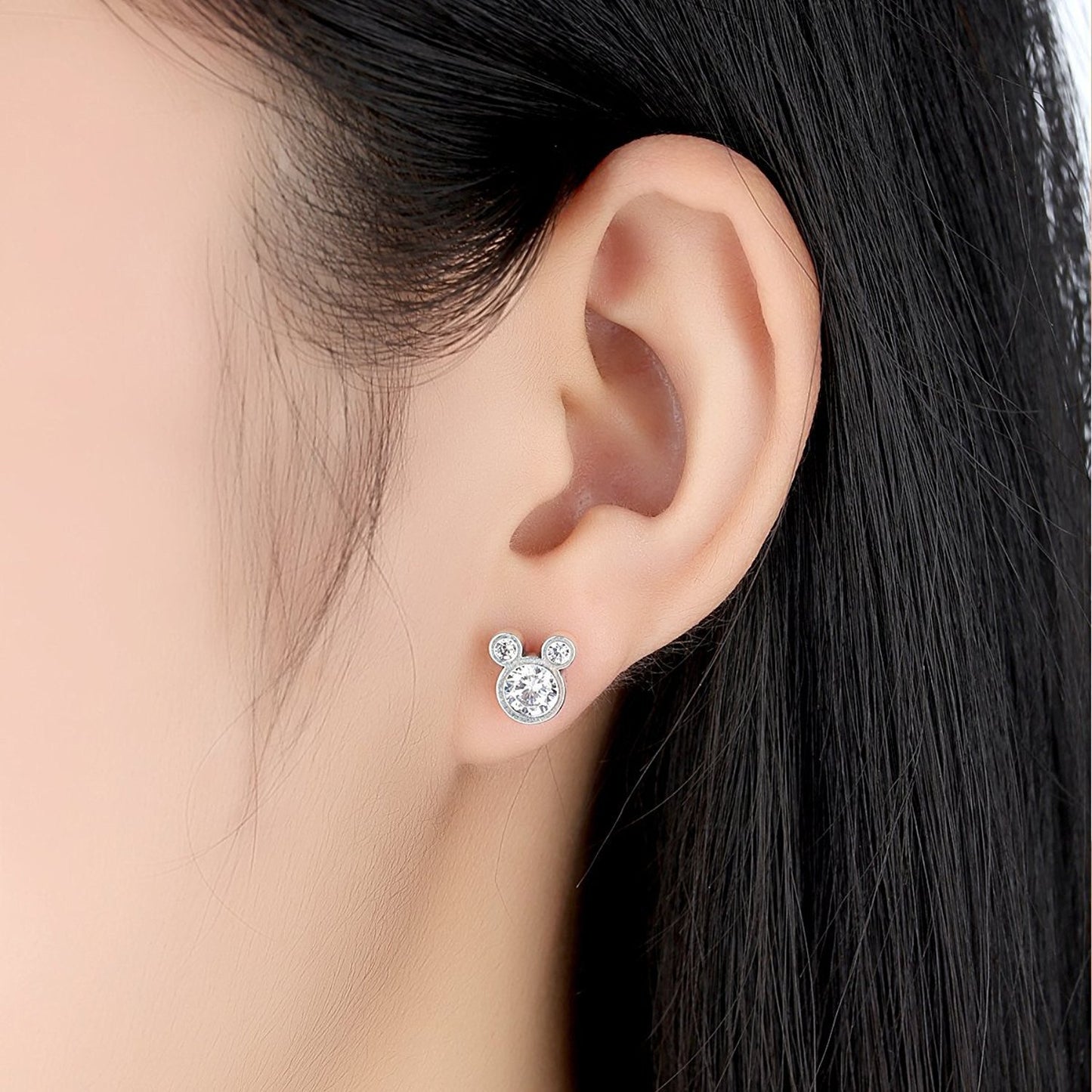 Delicate Dazzling Diamond Mickey Mouse Design Zirconia Earrings