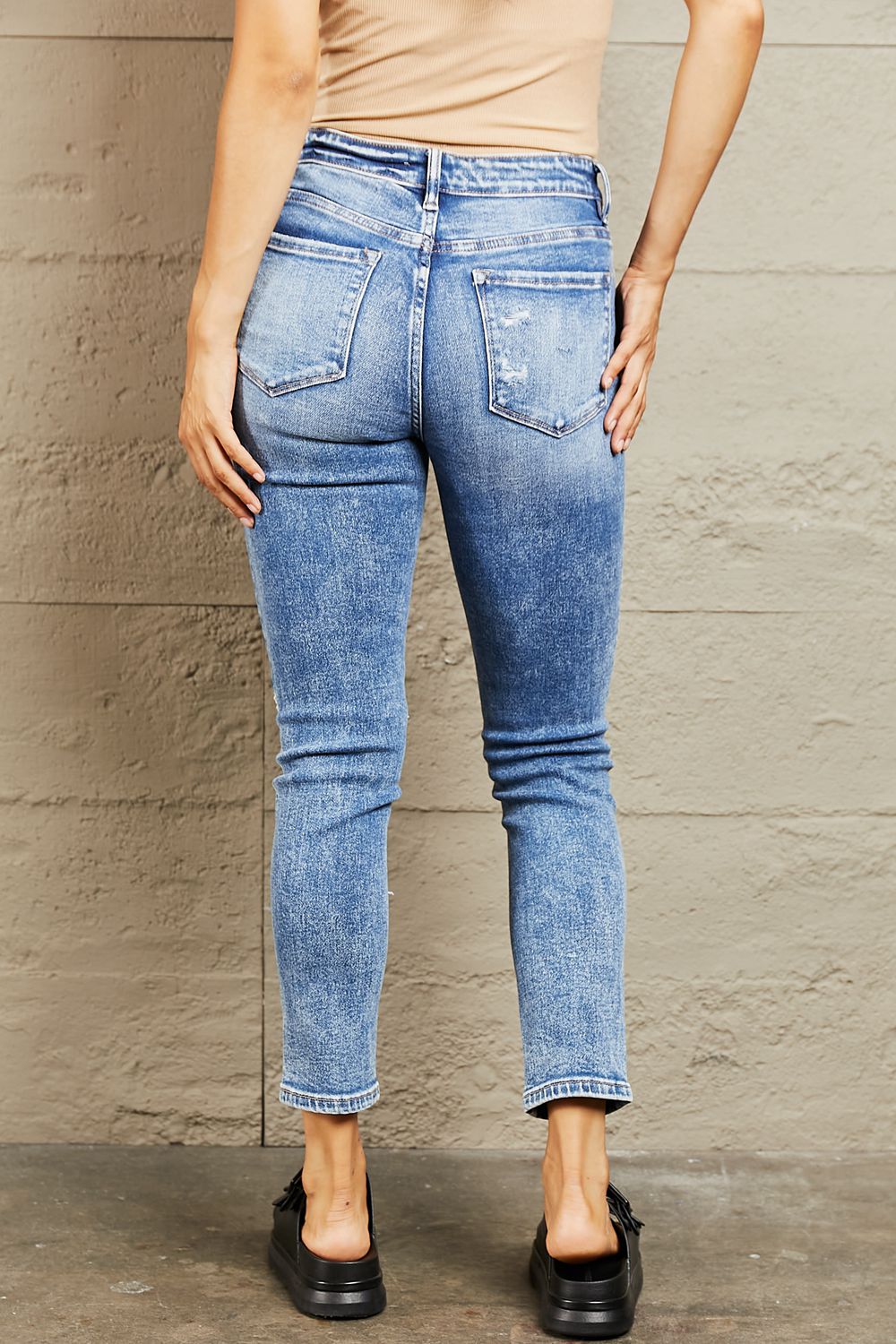 BAYEAS Mid Rise Distressed Skinny Jeans