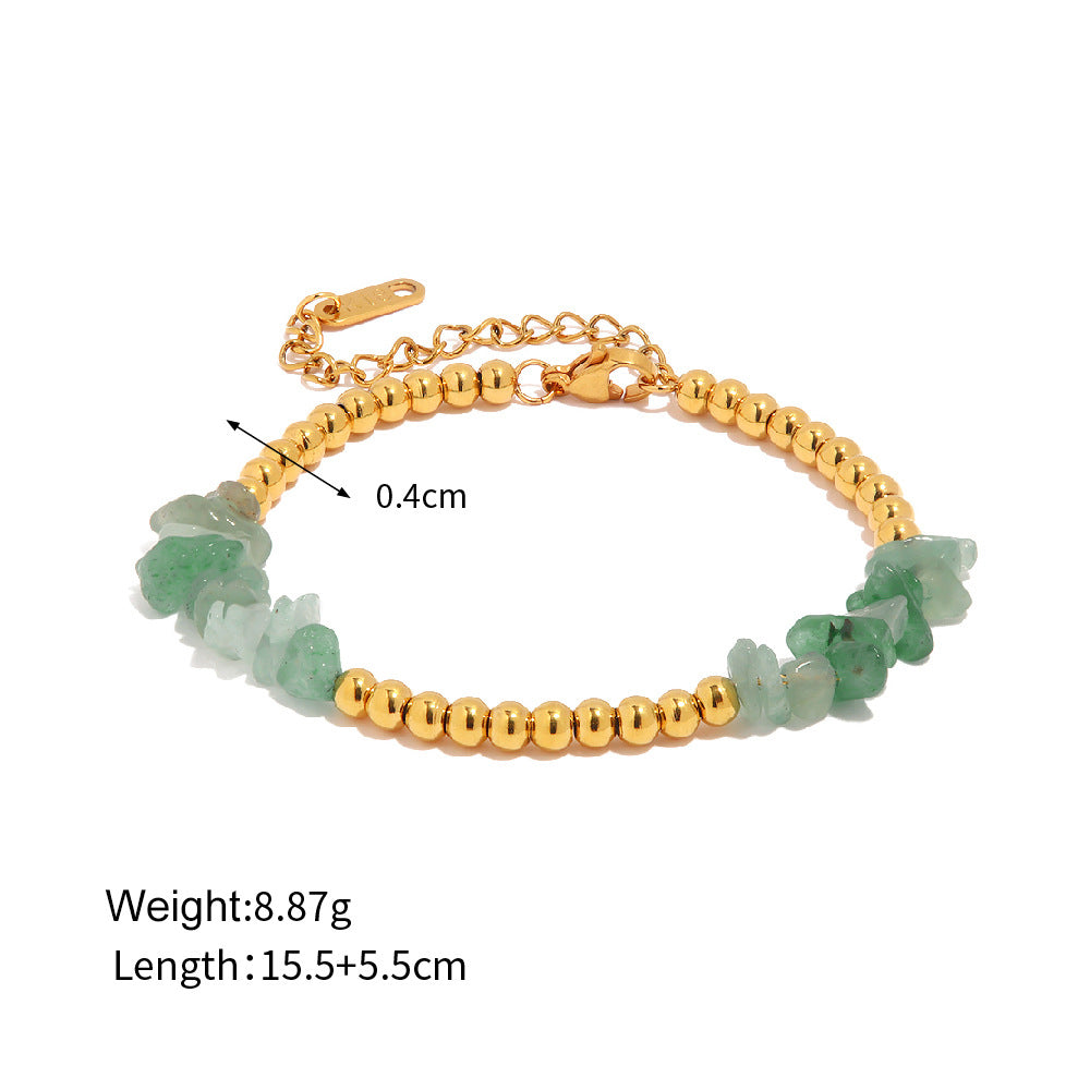 18K Gold Fashion Simple Gravel Matching Bead Design Versatile Bracelet