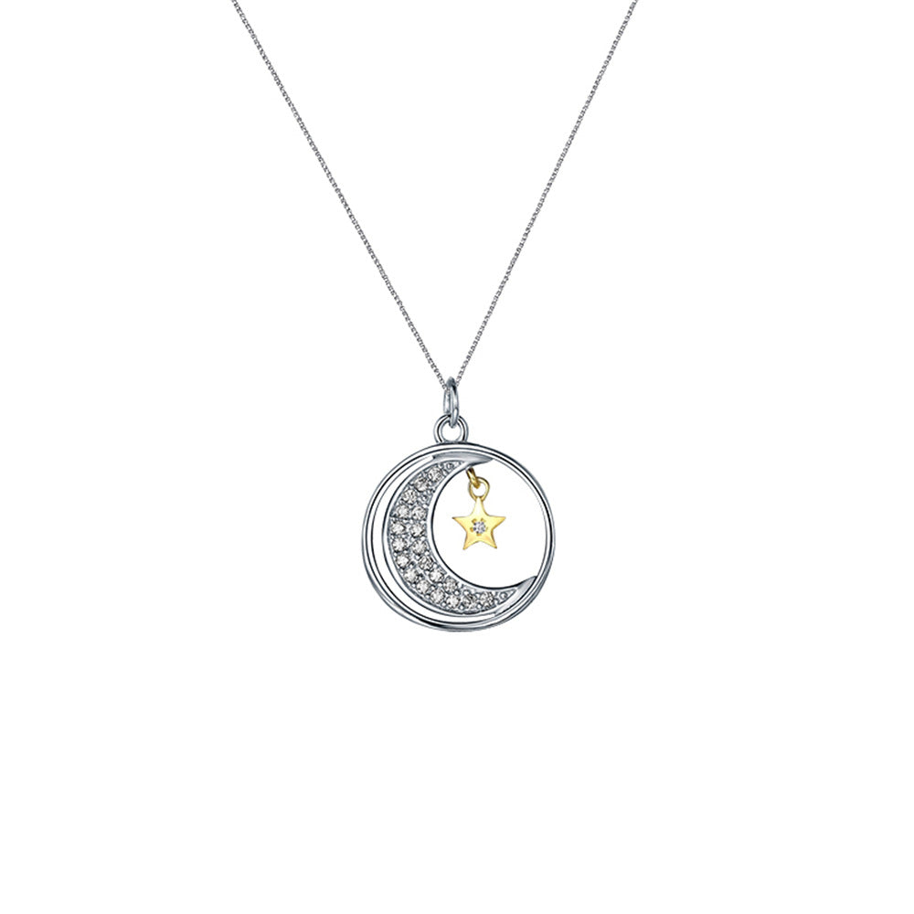 Fashionable Cutout Moon Star Diamond Design Gift Box Necklace for Beloved Granddaughter