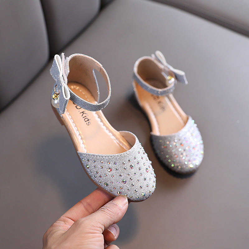 Children's Pearl Rhinestone Cute Leather Shoes