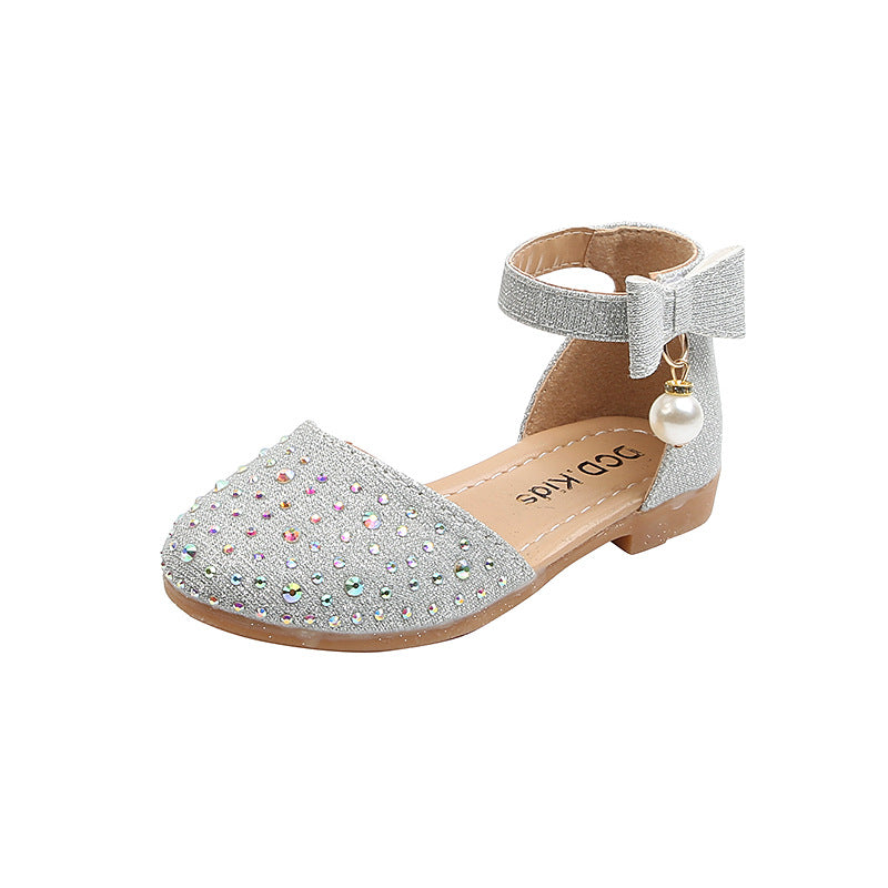 Children's Pearl Rhinestone Cute Leather Shoes