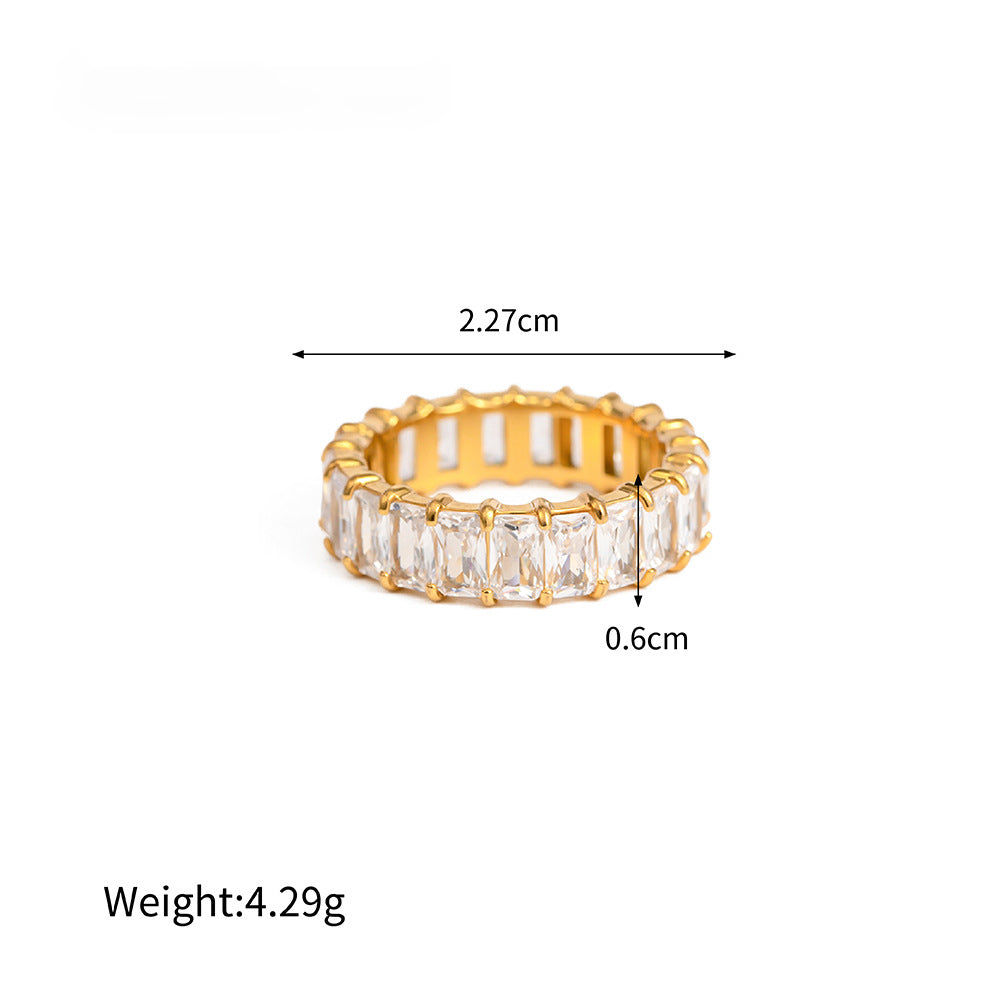 18K Gold Exquisite Fashion Inlaid Colorful Zircon Design Versatile Ring