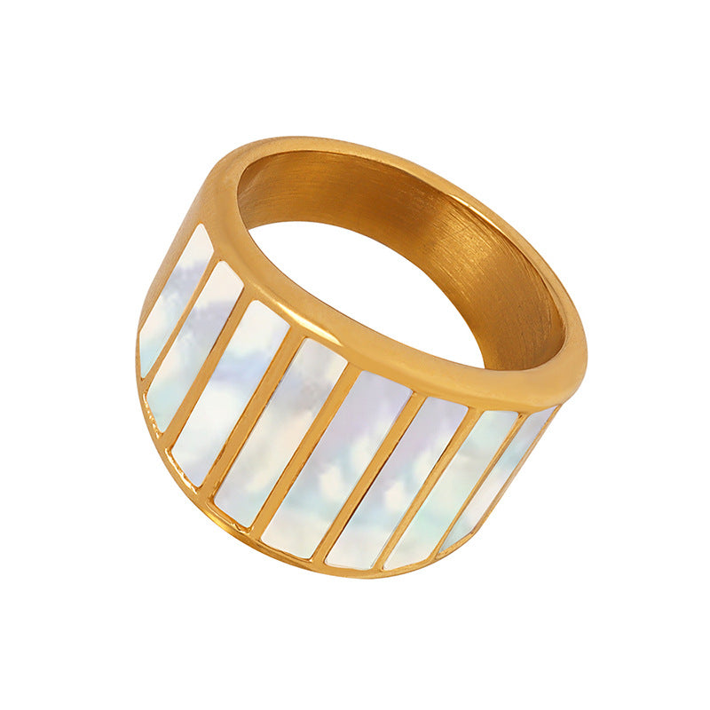 18K gold novel personalized creative line texture inlaid gemstone design ring