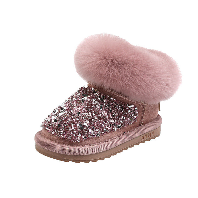 Rhinestone Snow Cotton Boots For Little Children