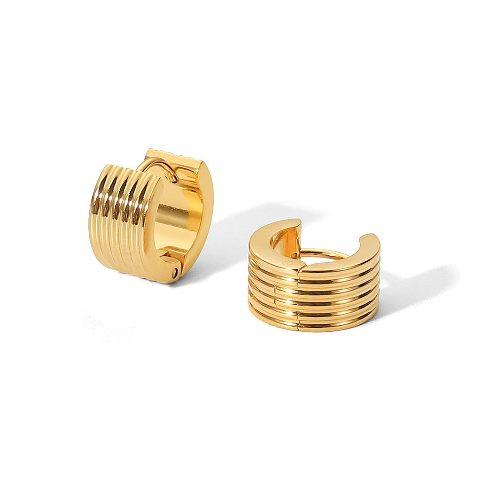 18K Gold Wide Rib Stud Earrings