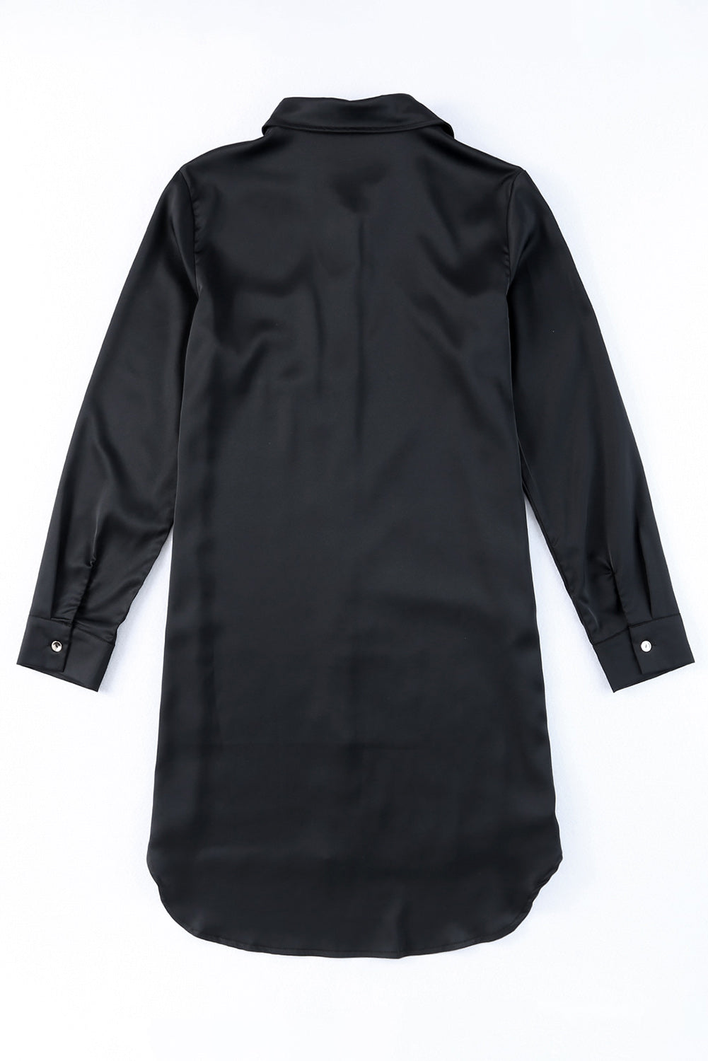 Black Sequin Splicing Pocket Casual Buttoned Shirt Dress