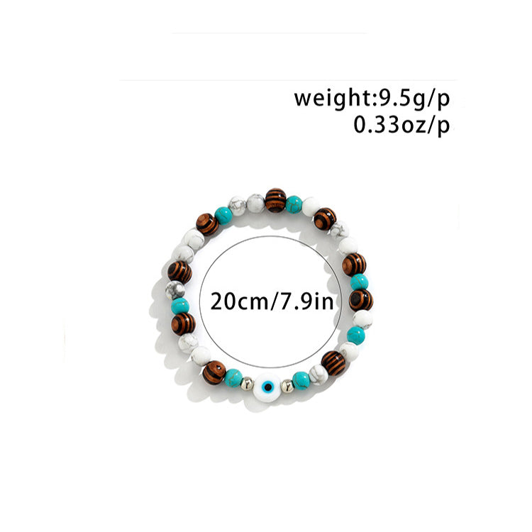 Fashionable turquoise with wooden beads and beading design all-match jewelry