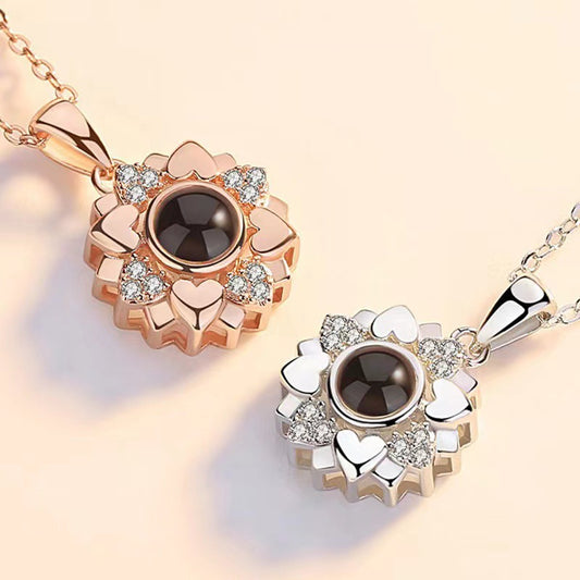 Noble Dazzling Sunflower Diamond Projection Necklace