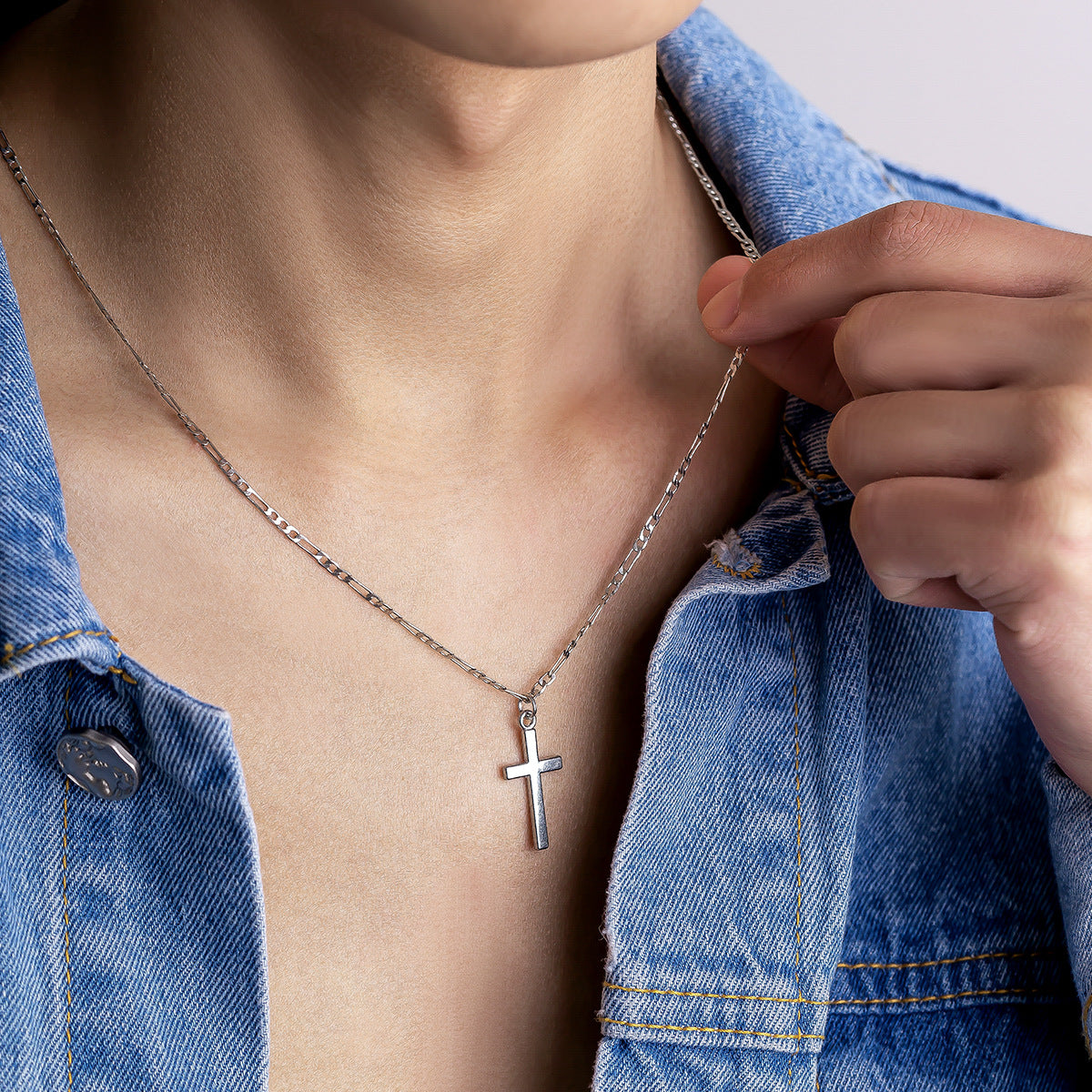 Simple Fashion Cross Design Hip Hop Pendant Necklace