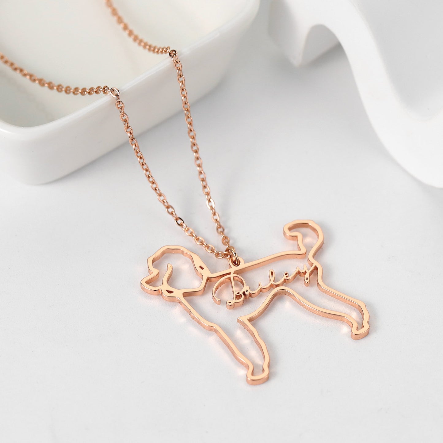 Custom Dog Name Necklace_S925 Silver