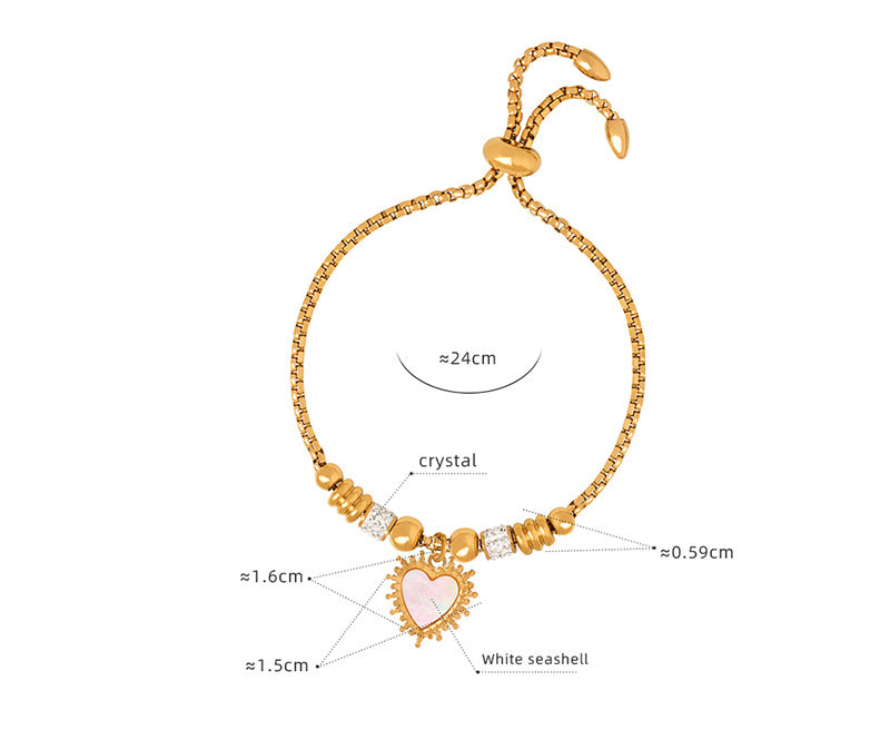 18K gold exquisite and noble heart-shaped/round/oval/eye/butterfly/ball bead design bracelet