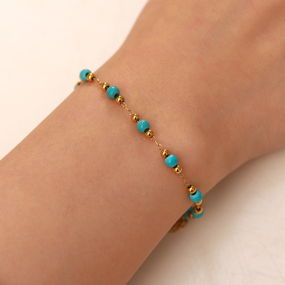 18K Gold Exquisite Fashion Turquoise Versatile Bracelet