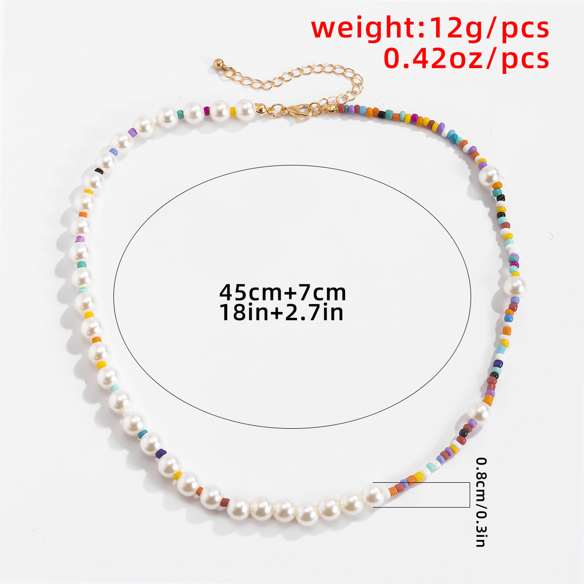 Trendy Simple Pearl Matching Rice Beads Hip-Hop Design Versatile Necklace