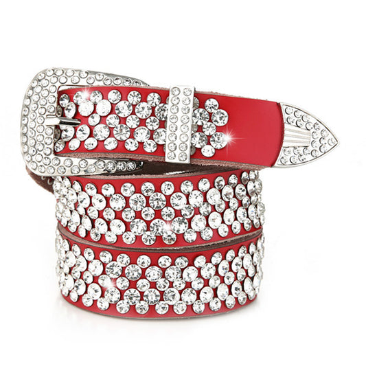 Fashion Rhinestone Inlaid Leather Women's Belt