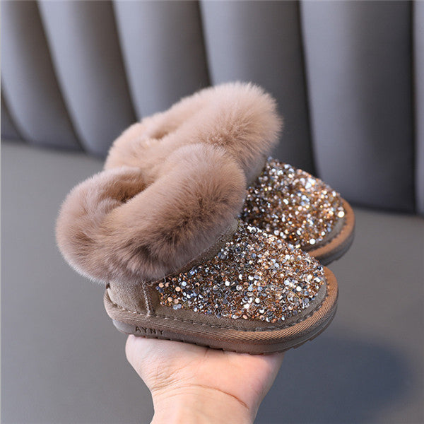 Rhinestone Snow Cotton Boots For Little Children