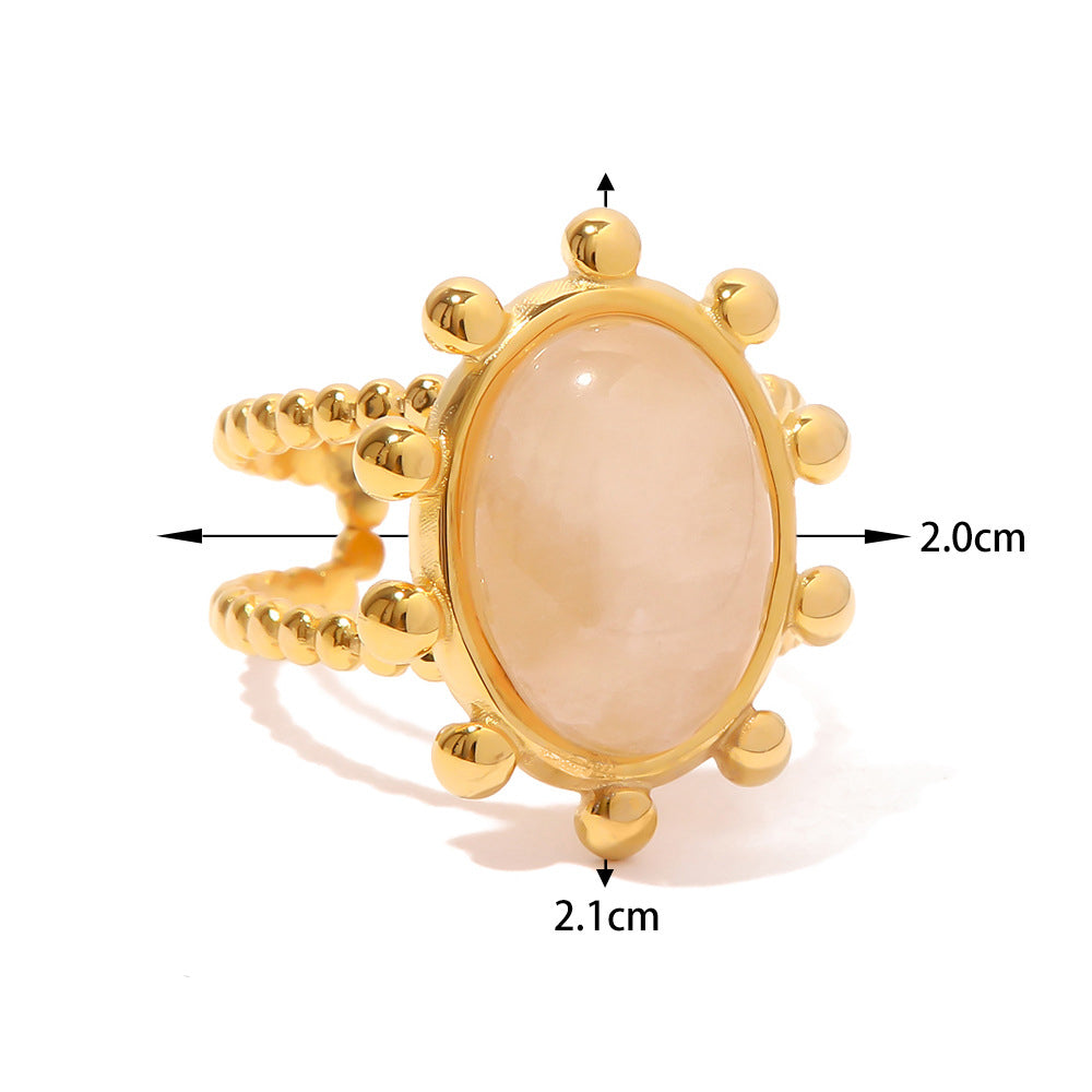 Beautiful Fashion Set Natural Turquoise Open Ring in 18K Gold