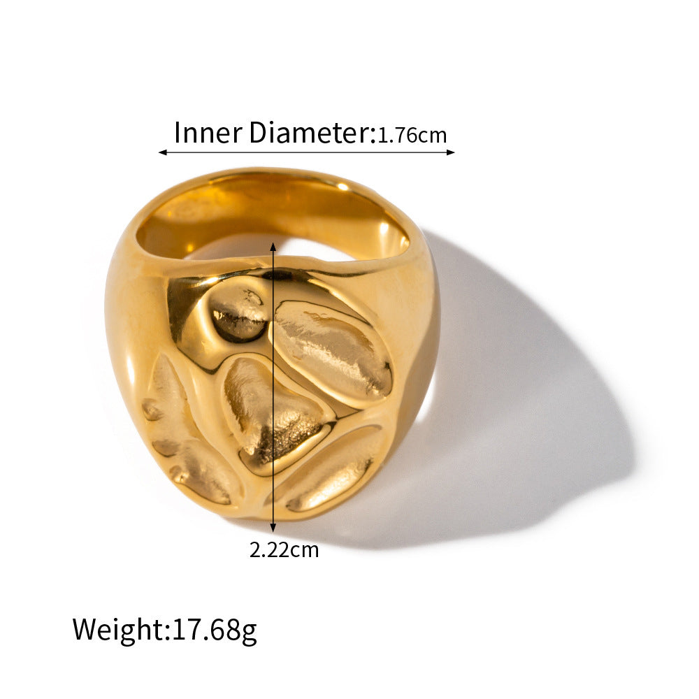 18K gold trendy exaggerated irregular shape/love shape design light luxury style ring