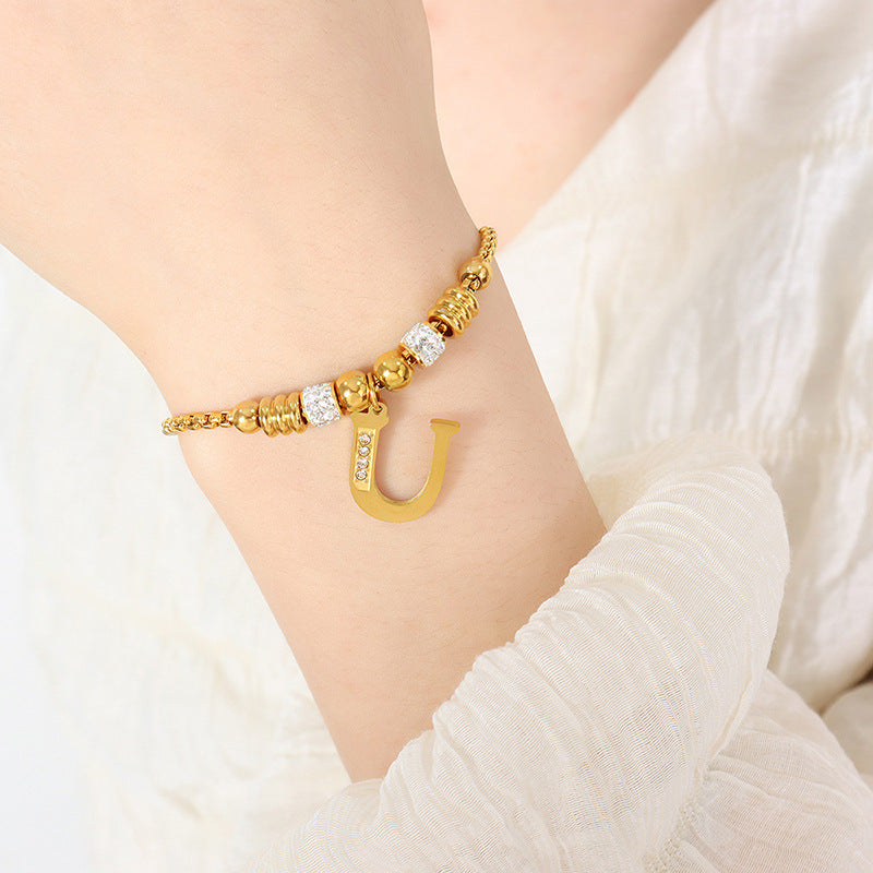 18K gold classic and fashionable 26 letter design versatile bracelet