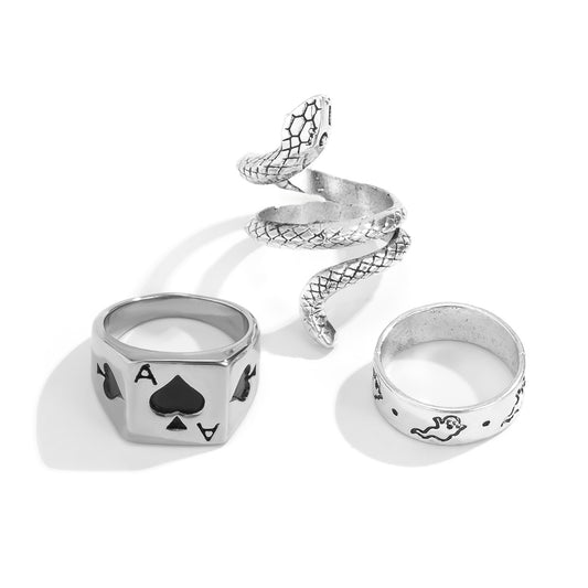 Simple temperament trend playing card design ring