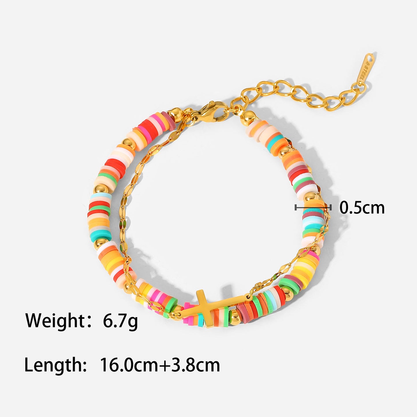 18K Gold Exquisite and Fashionable Soft Clay Colorful Ring Design Versatile Bracelet