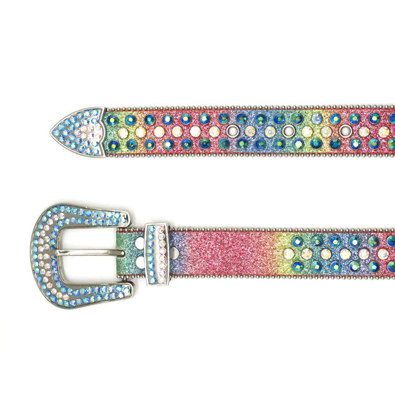 Fashion Personality Women's Thin Belt Rhinestone