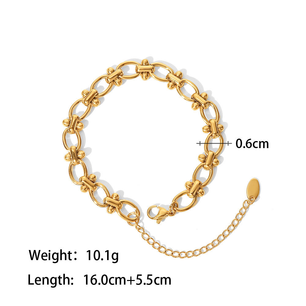 18K Gold Fashion Vintage Inlaid Zircon Design Versatile Bracelet