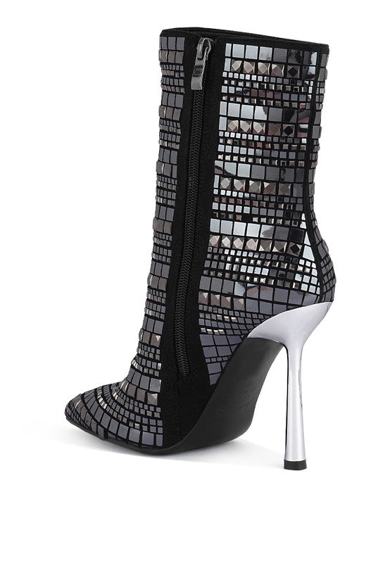 Extravagance Mirror Embellished Stiletto Boots